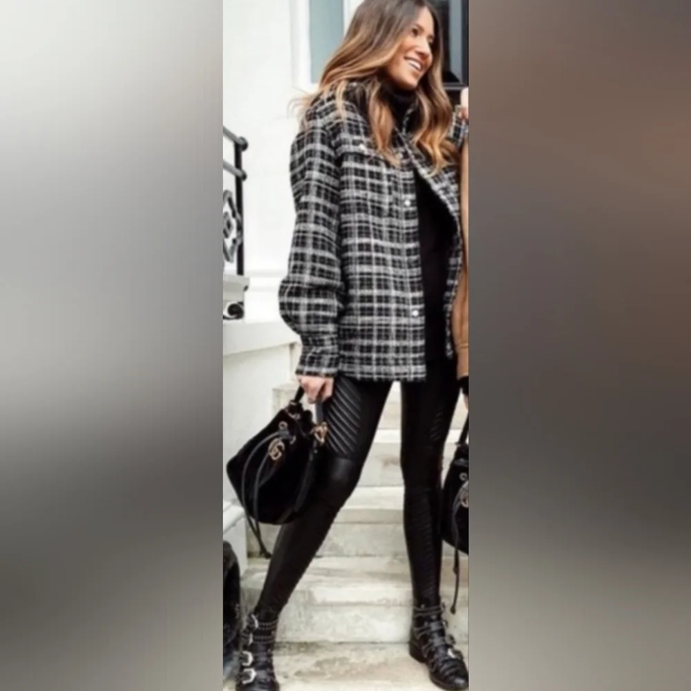 H&M | Black Checked Jacquard Weave Jacket - Picture 5 of 14